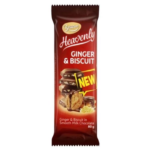 Beacon- Milk Chocolate Slab Ginger &amp; Biscuit 24 x 80g