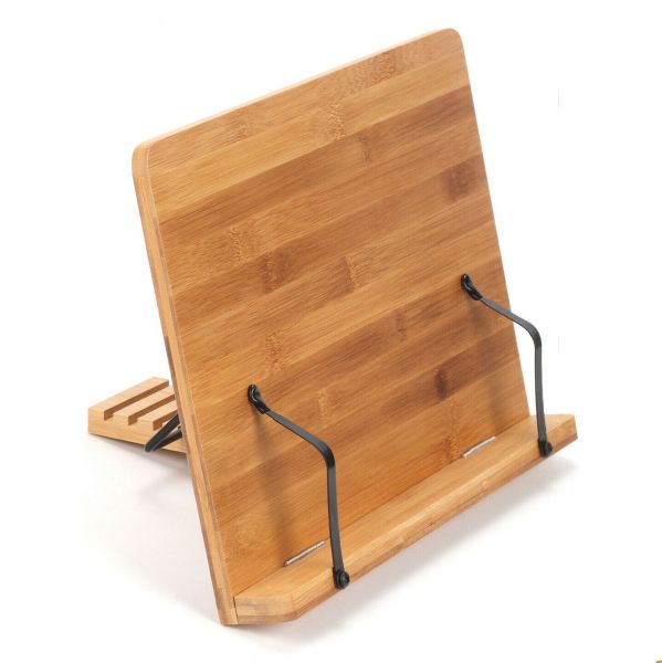 Multifunctional Adjustable Bamboo Book and Tablet Stand