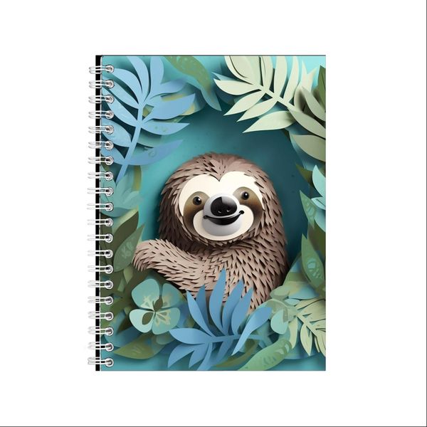 3D Sloth Jungle Ring 2 Notebook Animals Gift Idea A4 Notepad Pad 108