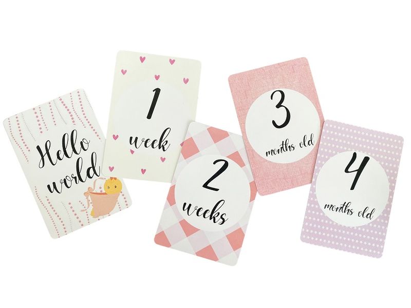 Baby Milestone Cards - Pink Patterns Design