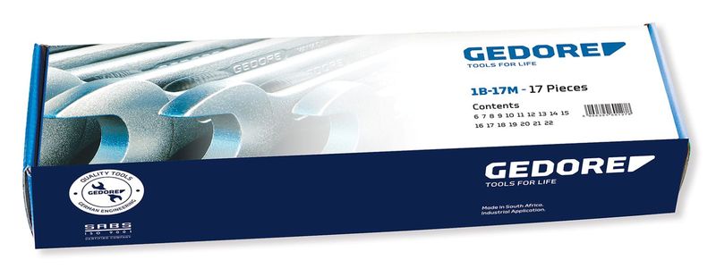 Gedore - 1B/17M Combination Spanner Set - 17 Piece