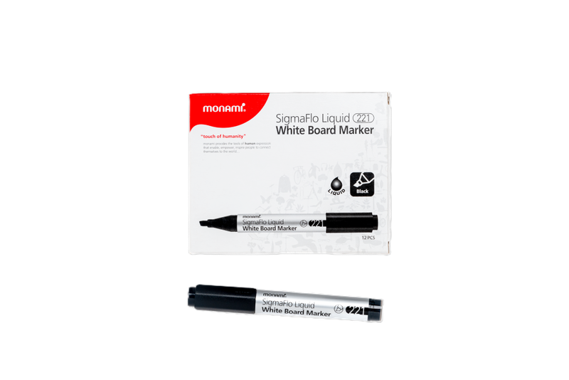 MONAMI SigmaFlo Water Based Marker 221 Chisel Box 12's Black