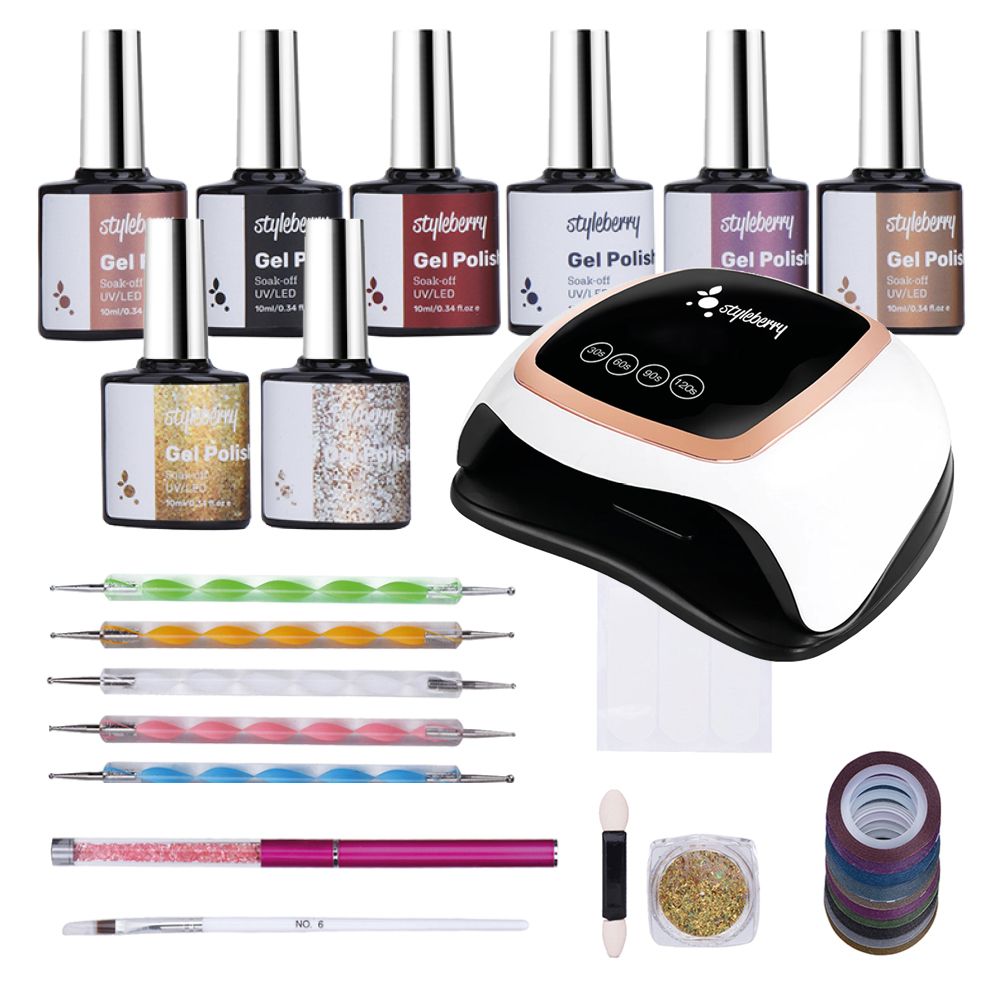 Styleberry Nail Art Gel Polish Set Leopard Collection with 168W UV LED