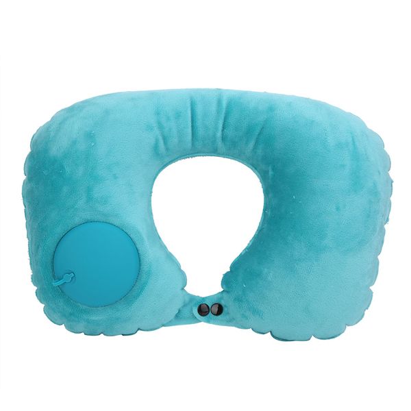 Velvet Automatic Inflatable Neck Pillow Green image