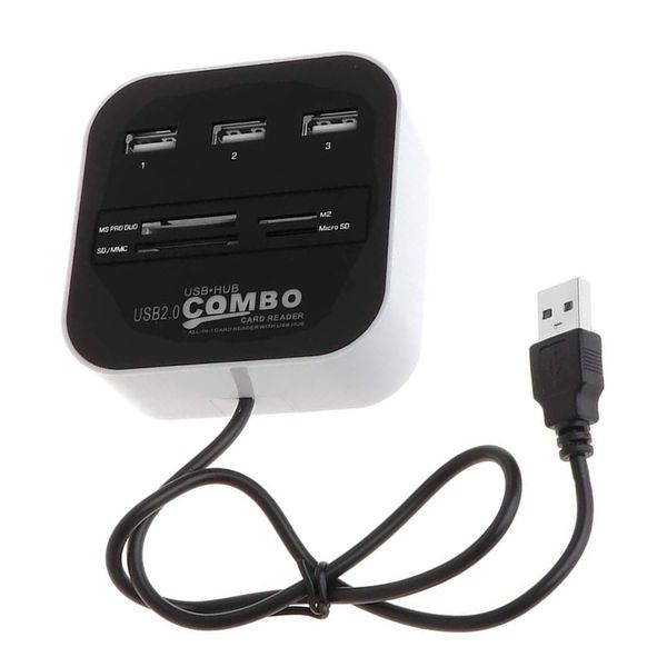 Cell Fixer All-in-one USB 2.0 HUB Card Reader Cable Splitter Adapter White