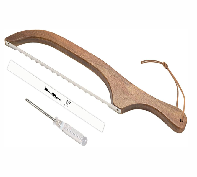 Wooden Handle Bread Knife - Bow-Style Serrated Cutter for Homemade Bread