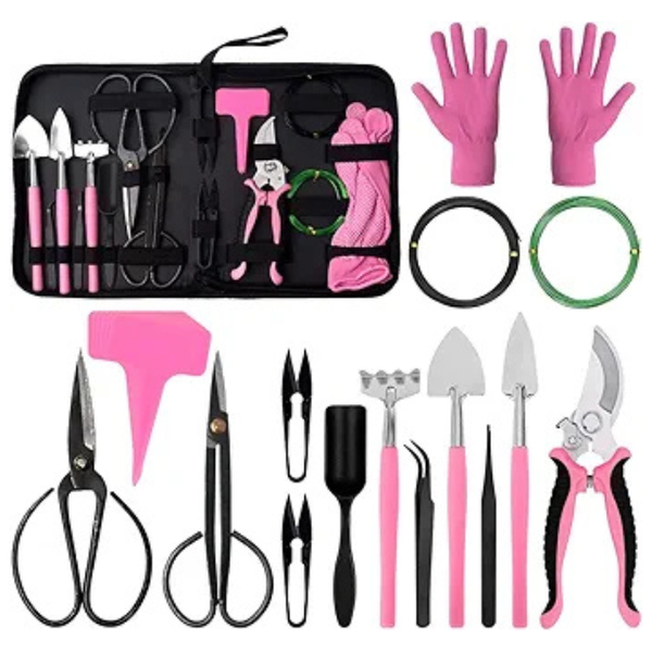 Pretty in Pink 21-in-1 Bonsai Gardening Tools Set for Her