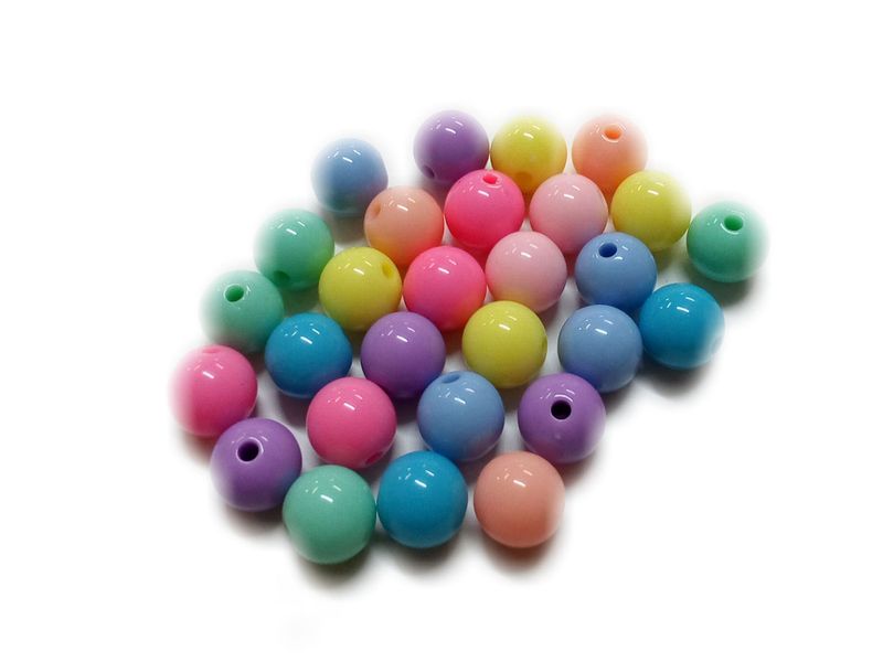 BEAD COOL - Plastic Bead - Mix colour - 200pcs (Dia10mm with 1mm hole)
