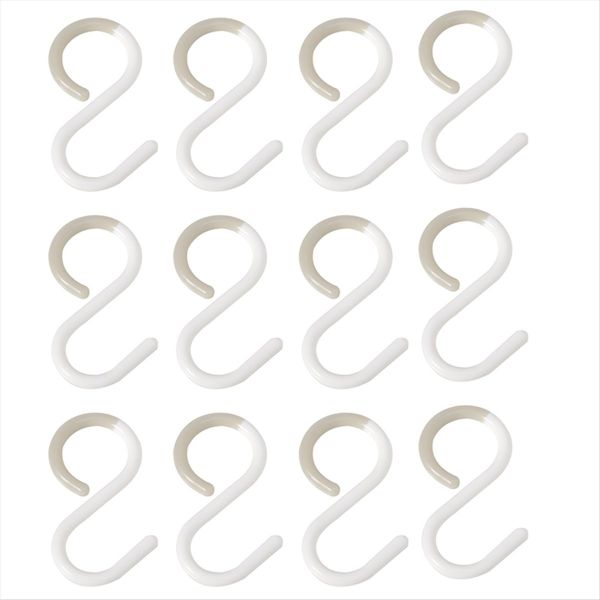 12Pack S Hooks Rack Hanger S Shaped Hooks Hanging Flexible Neck White