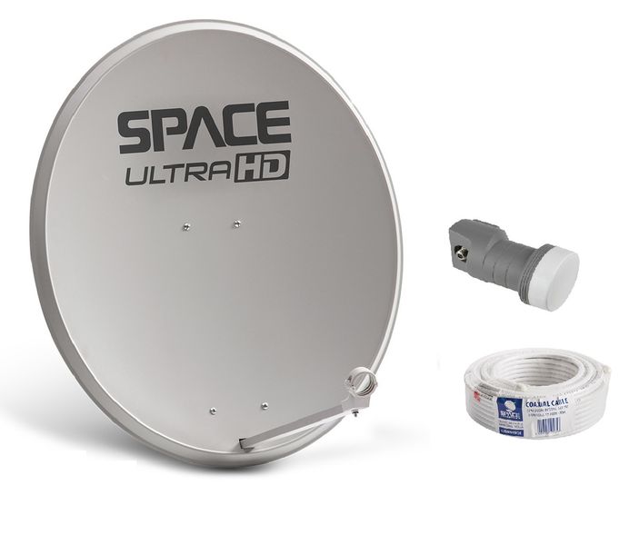 Space TV UltraHD 80cm OffSet Steel Satellite Dish - Single Installation Kit
