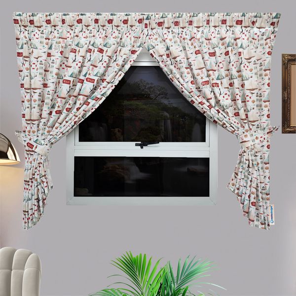 Matoc Designs Café Curtain - Hamptons - Taped - Pack of 2