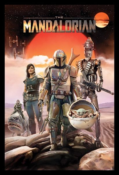 Star Wars The Mandalorian - Group Poster with Black Frame