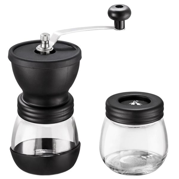 ALANES Manual Coffee Bean Grinder with Ceramic Burrs and Glass Jar