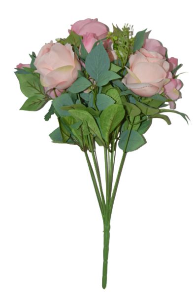 Artificial Flower Bunch 50cm Roses Close Pink &amp; Peach
