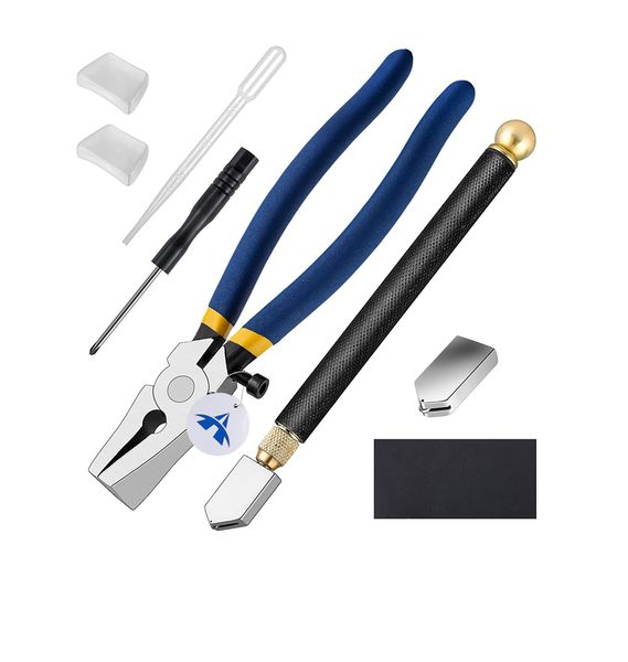 Glass Running Breaking Pliers and Pencil Style Glass Cutter Kit