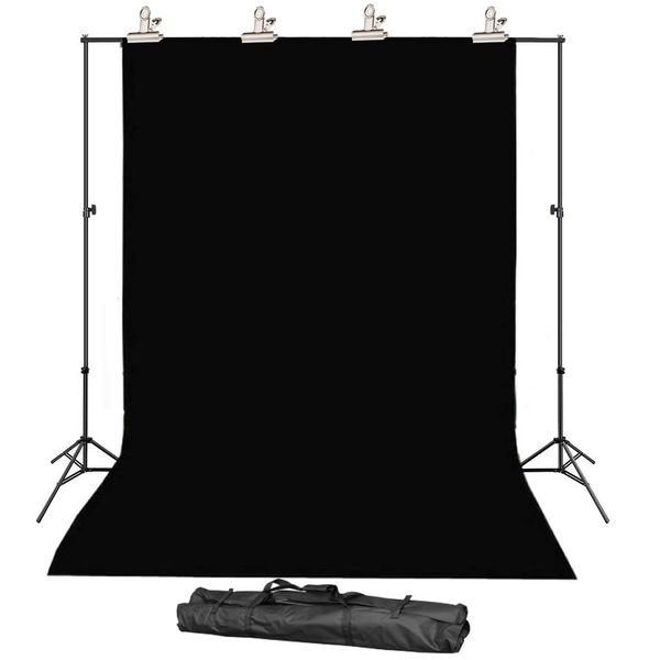 3M X 2M Photography Black Backdrop Screen and Support Stand