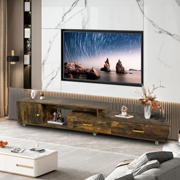 Extendable TV Stand Media Console Entertainment Center with Storage