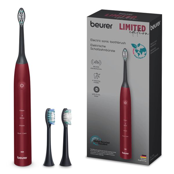 Beurer Electric Toothbrush SC 30 LE25 Red: Sonic Technology for Teeth, Gums