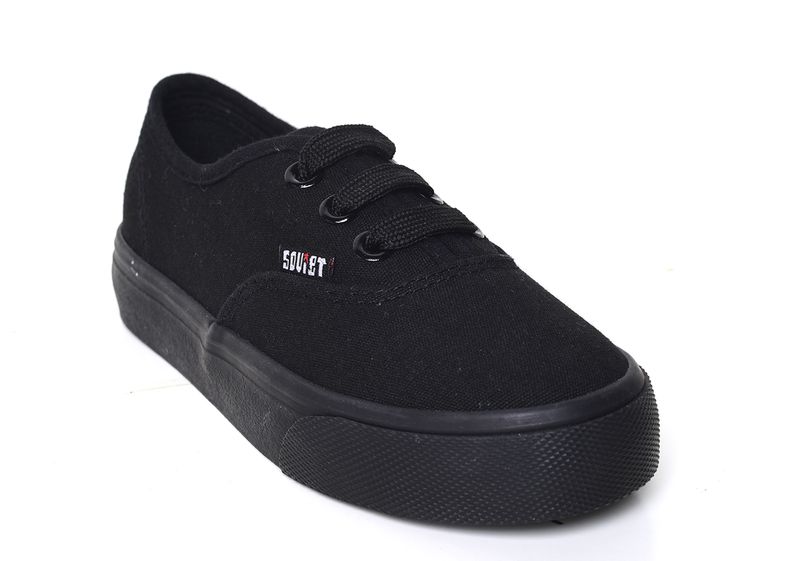 Soviet Kids Barca Casual Low Cut Vulcanised Canvas Sneaker - Black Mono