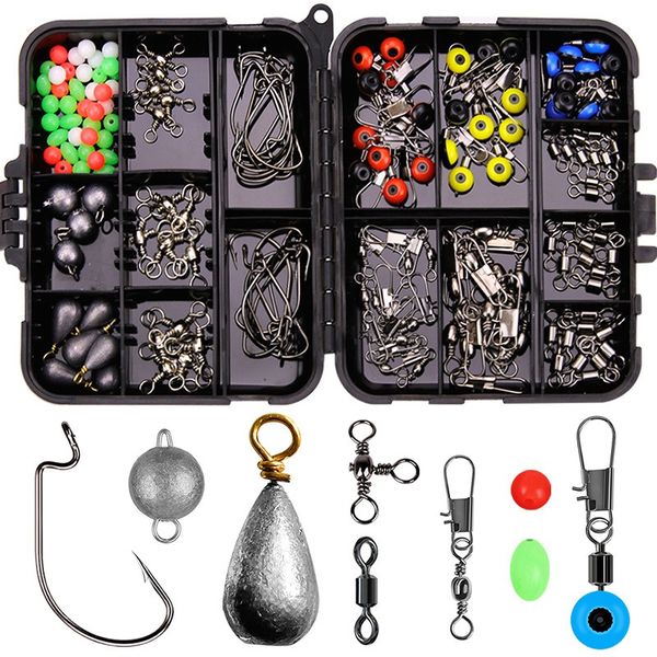 165 Pieces - Fishing Accessories Tackle Kit Black