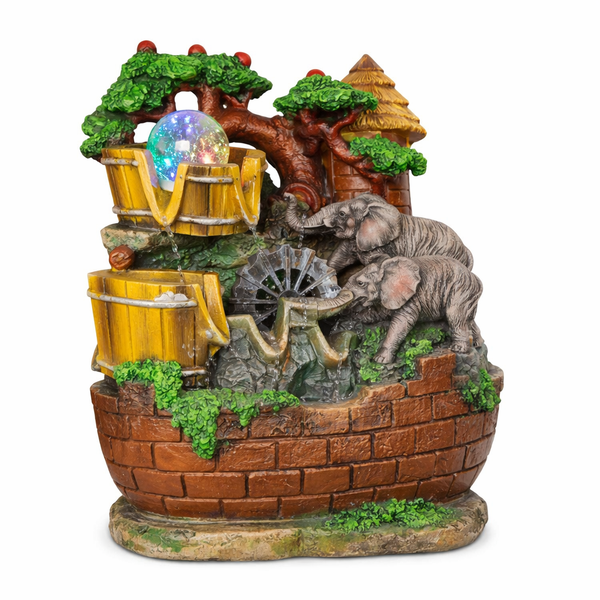Elephant Water Fountain LED Ornament - Indoor Decorative Tabletop Feature