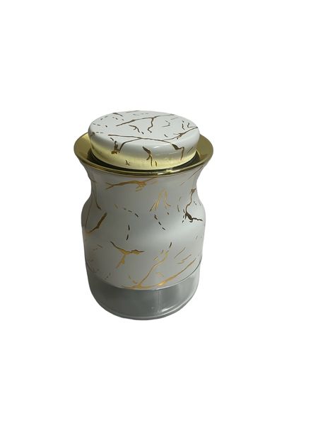 White Gold Rim Food Storage Canister -3 Piece