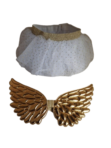 Baby Girl Tutu set with Wings - Gold $ White