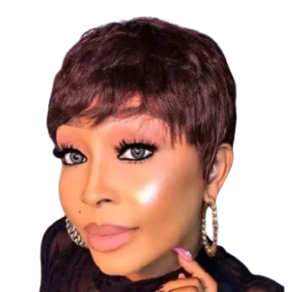 Short Pixie Cut Wig, 99J Pixie Wig