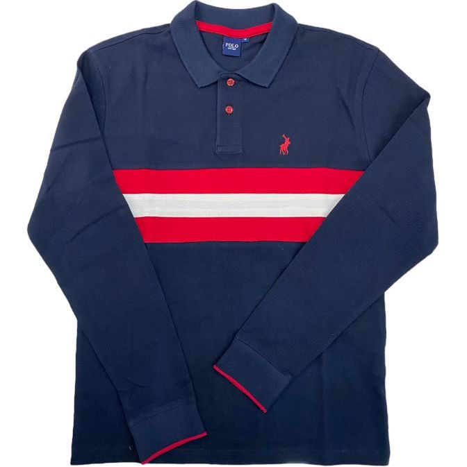 POLO - Long Sleeve Golfer - Striped Navy/Red/White | Buy Online in ...