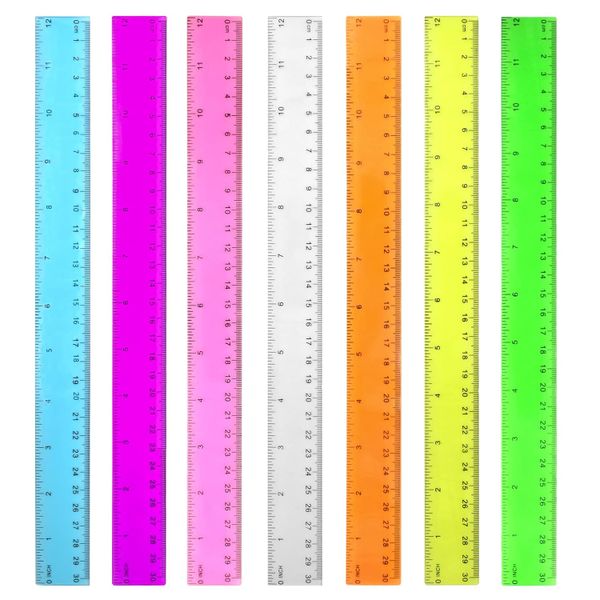 Color Transparent Ruler Plastic Rulers Ruler 12 inch, Kids Ruler for School