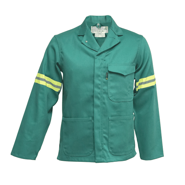 The Continental Flame Retardant Overall Jacket With High Viz - Fern Green