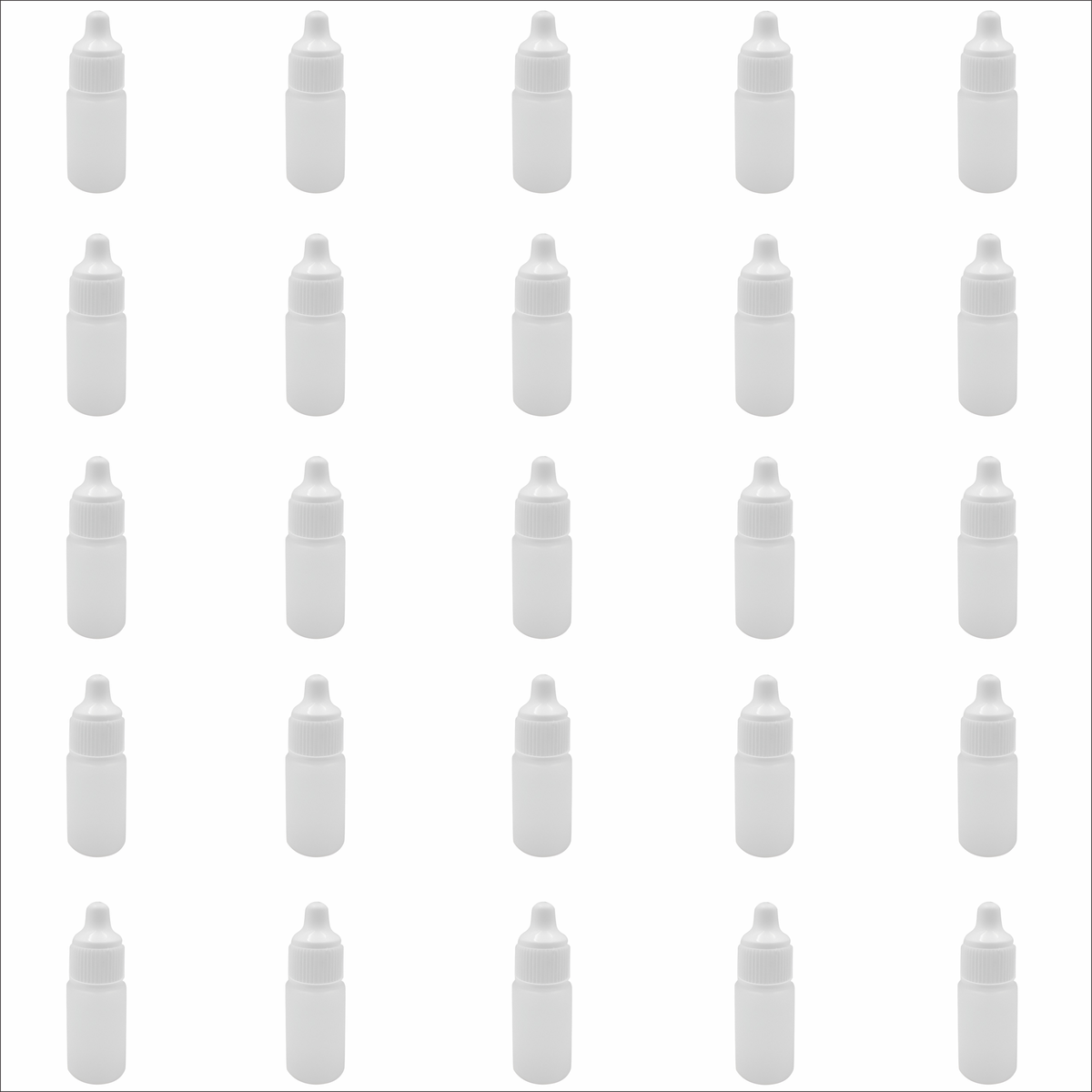 25 Pack 10ml Natural HDPE Dropper Bottles with Dome Caps & Inserts