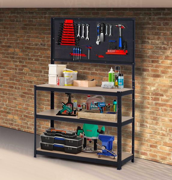 Peg Board Workbench - Matt Black - Fine Living