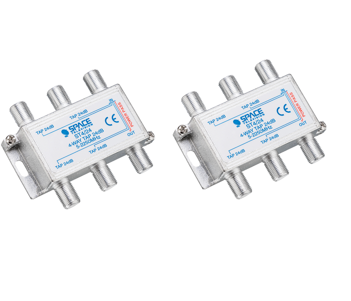 Space TV Satellite IF Tap - 4 Way - 24db (5 – 2250MHz) - 2 Pack