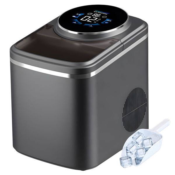 Countertop Ice Maker Machine 16kg/24H Touch Screen Auto Water Intake12 Cube
