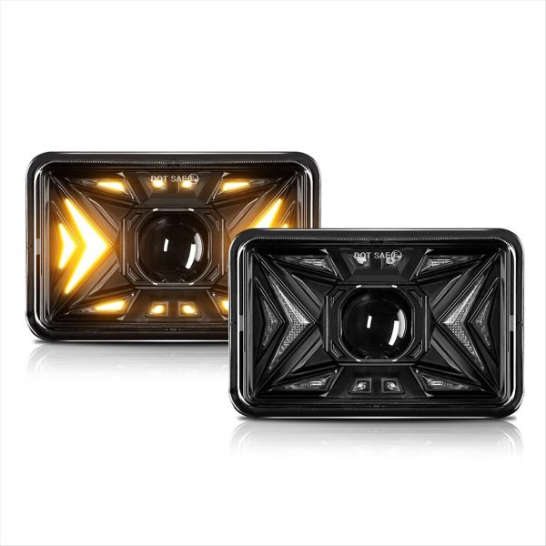 4x6 Inch Led Headlights with Amber Turn Signal Compatible with Universal