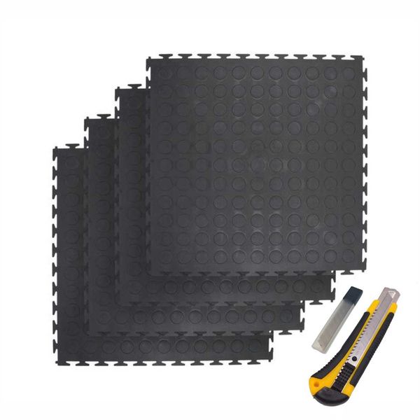 5SQM Gym PVC Interlocking Tiles - 20 Pieces - Black