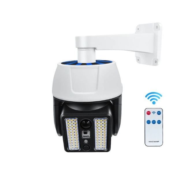 White 2-in-1 Solar Sensor Dummy Security Camera Wall Light with Remote