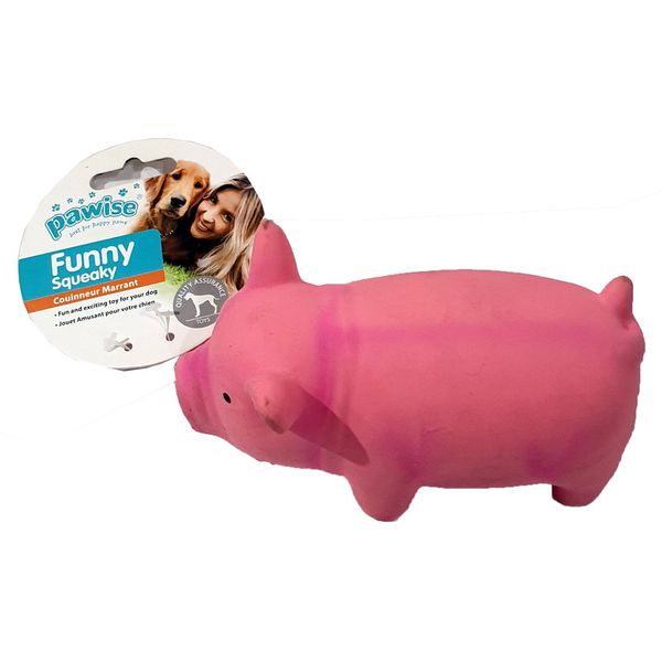 Pawise Funny Pink Squeaky Pig - Small