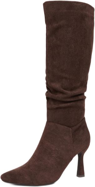 Quiz Women's Brown Faux Suede Heeled Boots