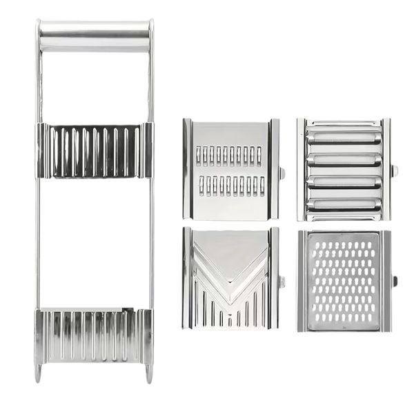 Stainless Steel 4-In-1 Multi-Functional Manual Food Grater - Silver