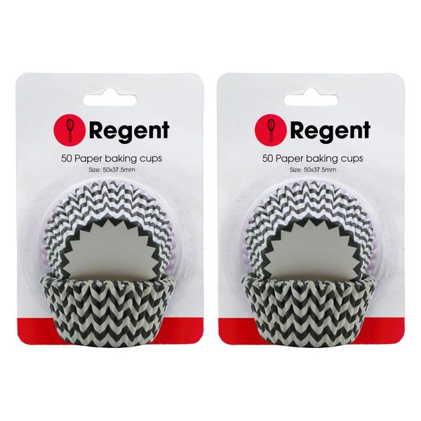 Regent Cake Cups Chevron Black &amp; White s 50X37.5mm 2 Pack 100 Pieces