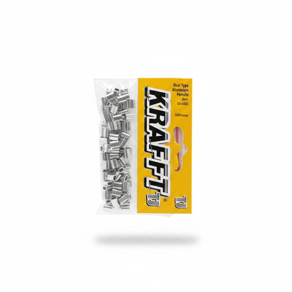 Krafft Aluminium Ferrules 3mm - 100 Pieces for Crafting &amp; Construction