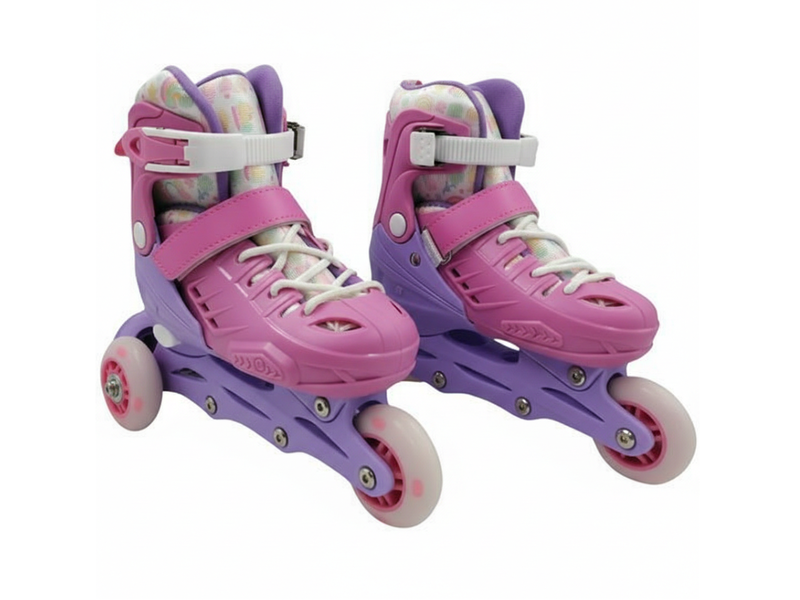 Girls Adjustable 3-Wheel Training Roller Skates - Pink/Purple
