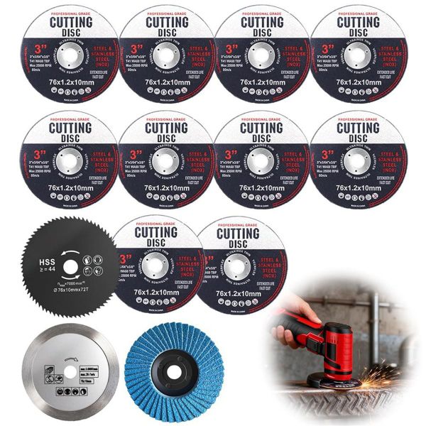 Pack of 13 Cutting Discs, Angle Grinder Discs for 10 mm Bore, Angle Grinder