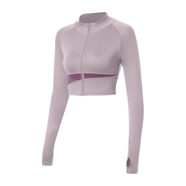 Women's High-Collar Matching Yoga Jacket - Purple