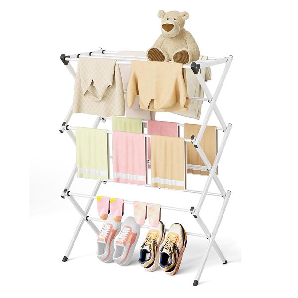 Fold Away Wash Line,3Tier Laundry Drying Rack,Towel Rack,Clothes DryingRack