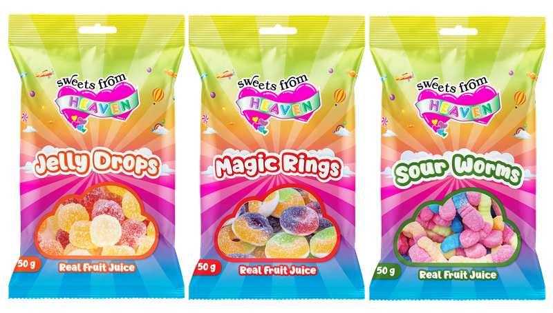 12Pk | Sweets from Heaven | Jelly, Magic, Worms | Sweets &amp; Chocolates | 50g