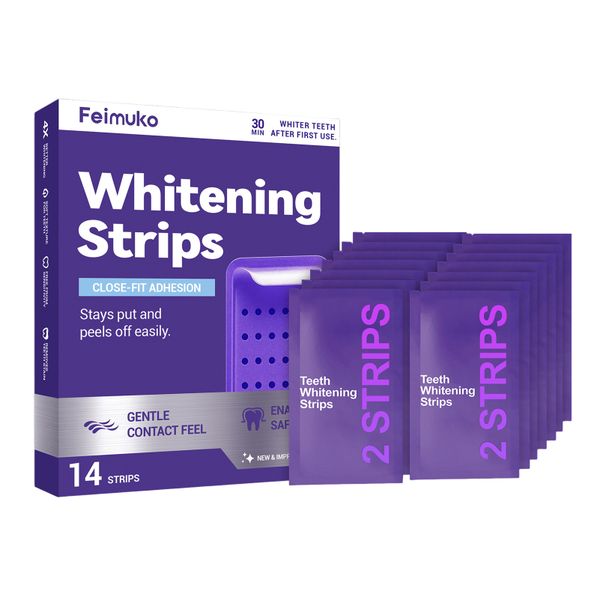 14pcs Whitening Strips, Purple Teeth Whitening Strips,Tooth Stain Treatment