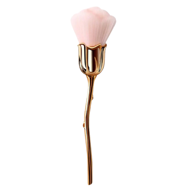 Rose-Shaped Nail Powder Remover Brush - Gold And Pink
